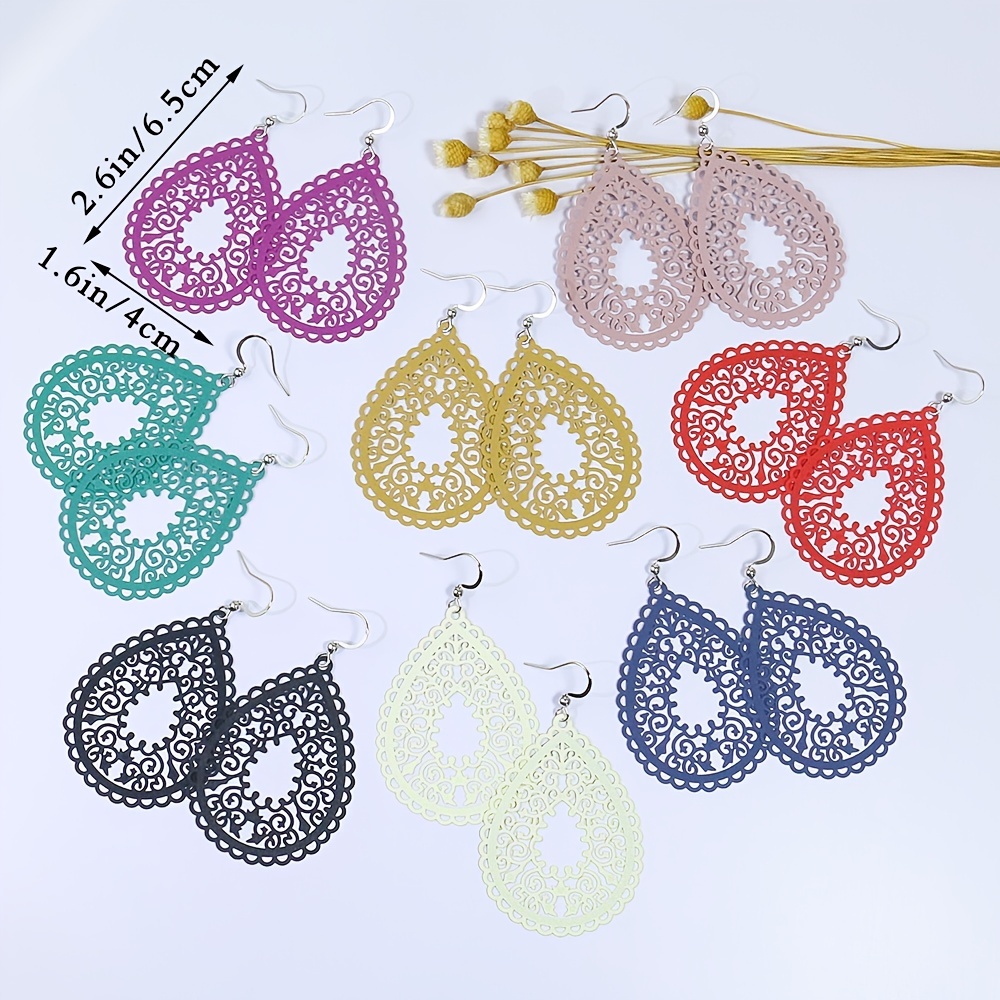 Bohemian Style Drop Earrings Thin Water Drop Shape Earring Set